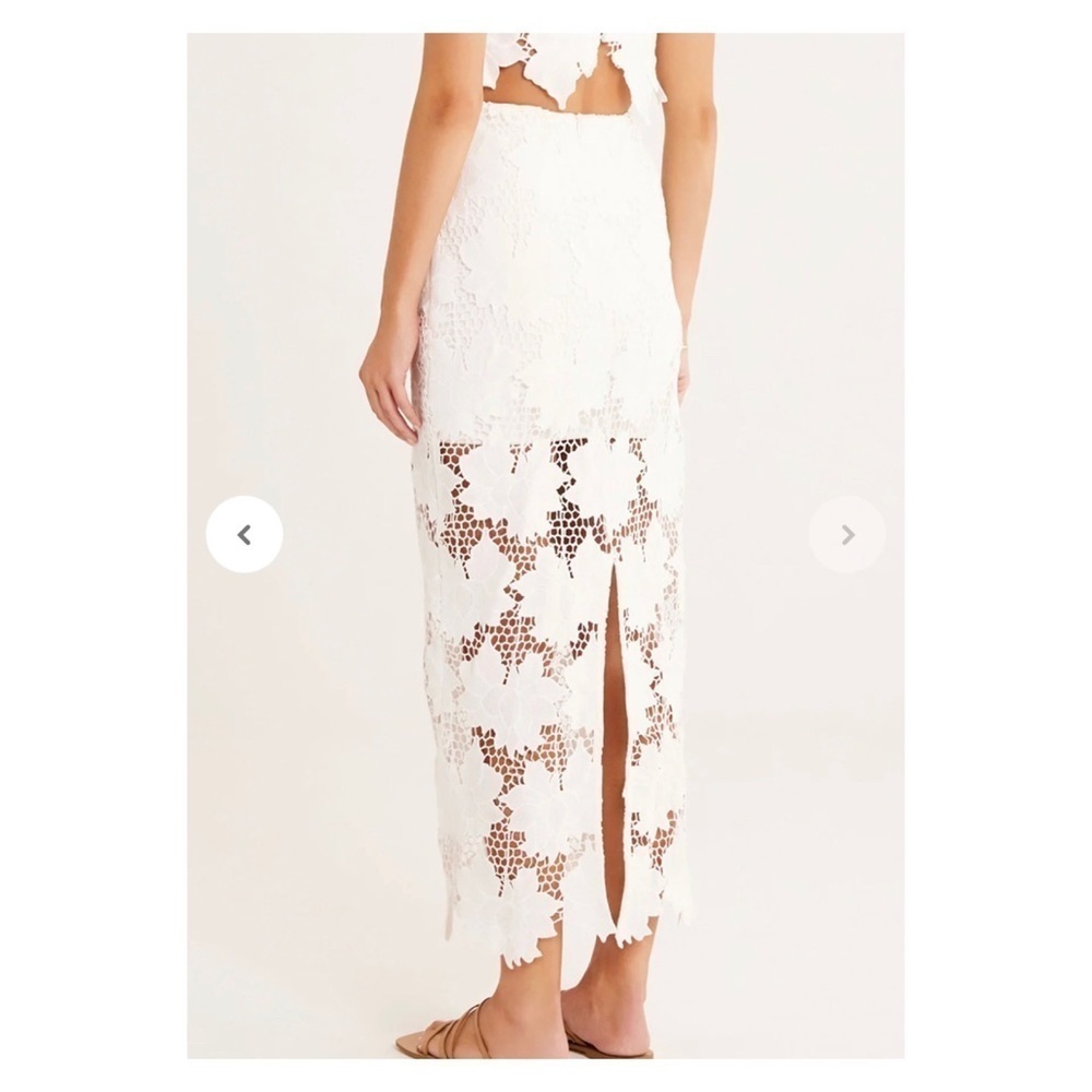 Rumer x Free People White Crochet Lace Maxi Skirt Tropez Medium NWT - Picture 9 of 11
